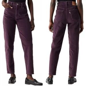 NWT Levi's High-Waisted Mom Jeans Corduroy Purple Plum size 30x27
